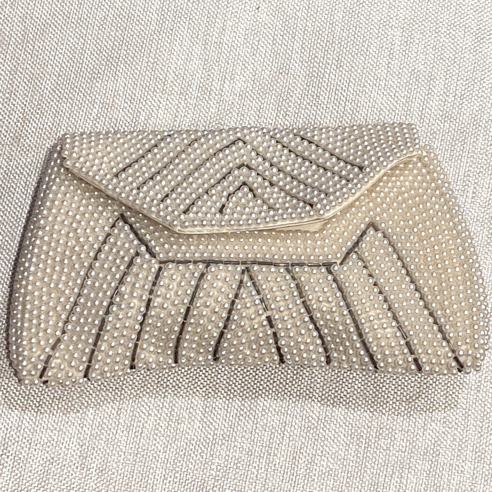 Vintage wedding holidays clutch pearls beaded made in Japan
